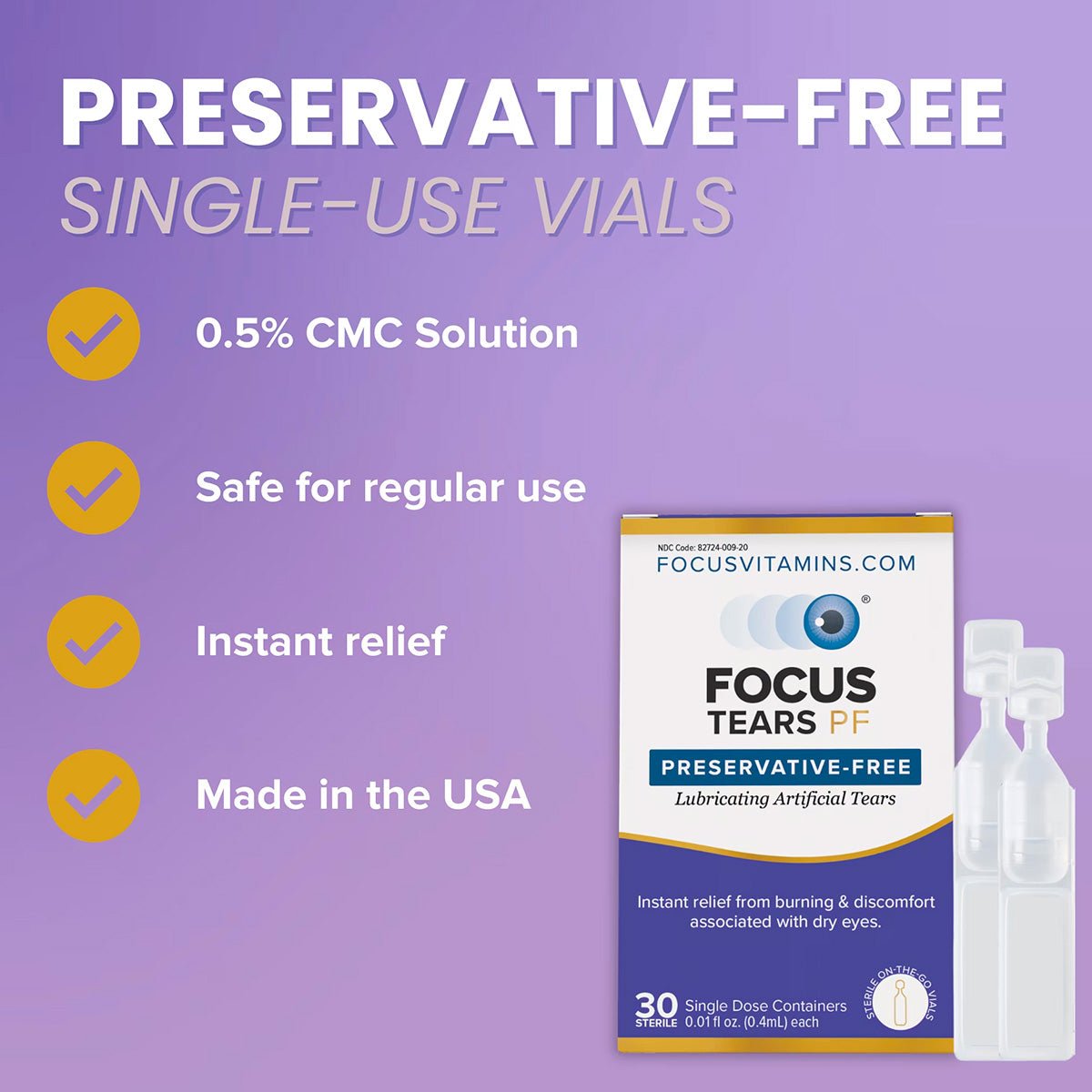 Focus Tears PF Eye Drops (30ct Vials) - Dryeye Rescue