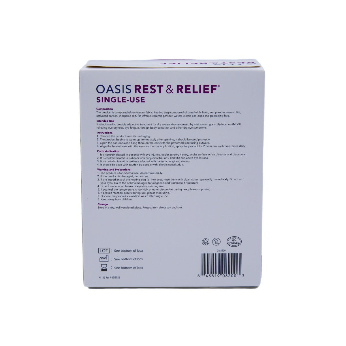 Oasis Self-Heating Rest & Relief Mask (10ct masks) - Dryeye Rescue
