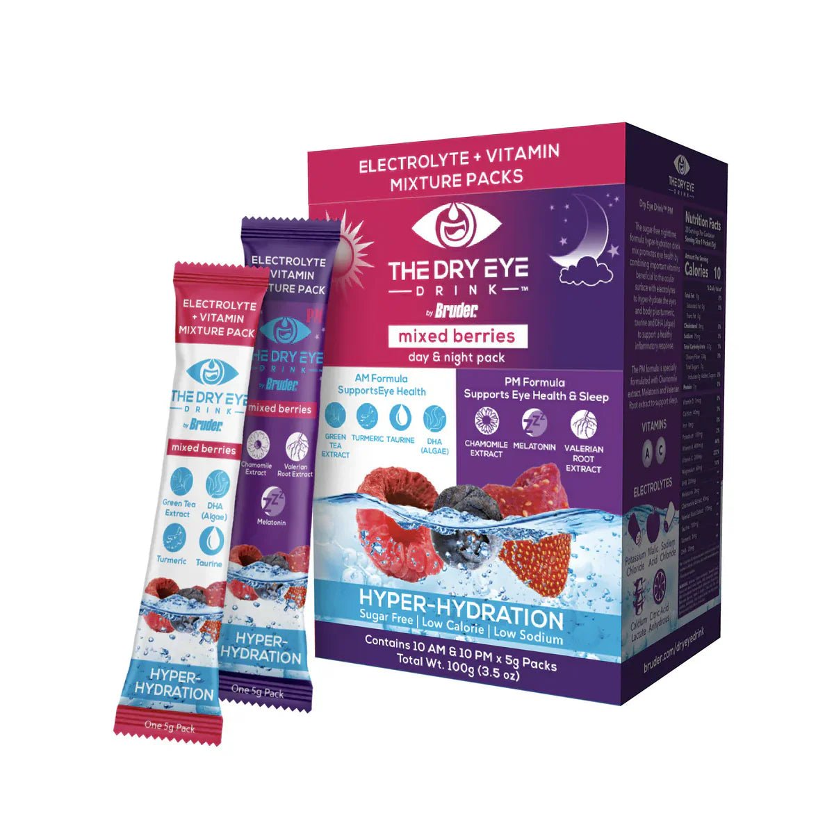 Dry Eye Drink™ Complete Set – Daytime & PM Hydration for Dry Eyes (20 Packets) 10 each - Dryeye Rescue