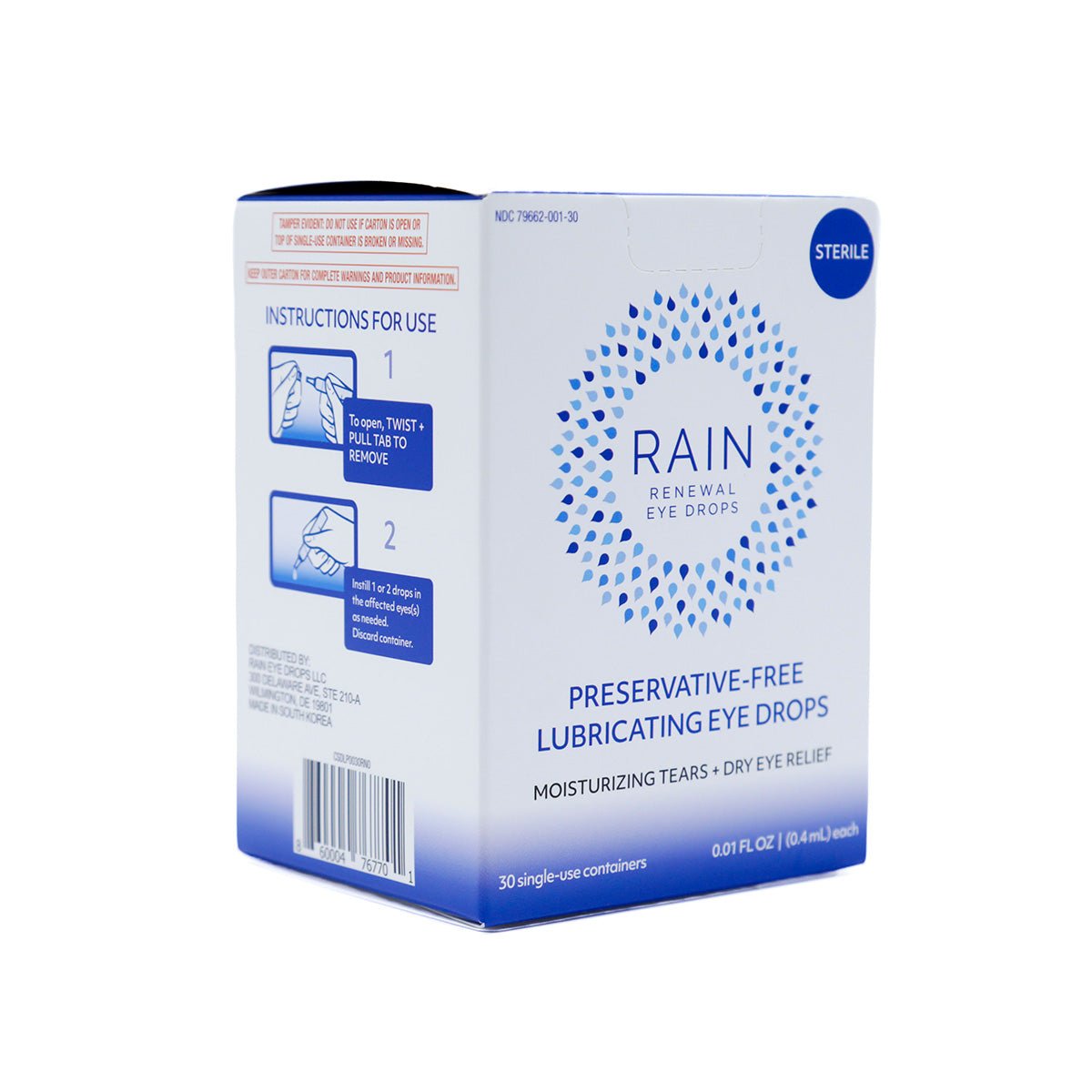 Rain Renewal Eye Drops PF Single-Use Vials (30ct Vials) - Dryeye Rescue