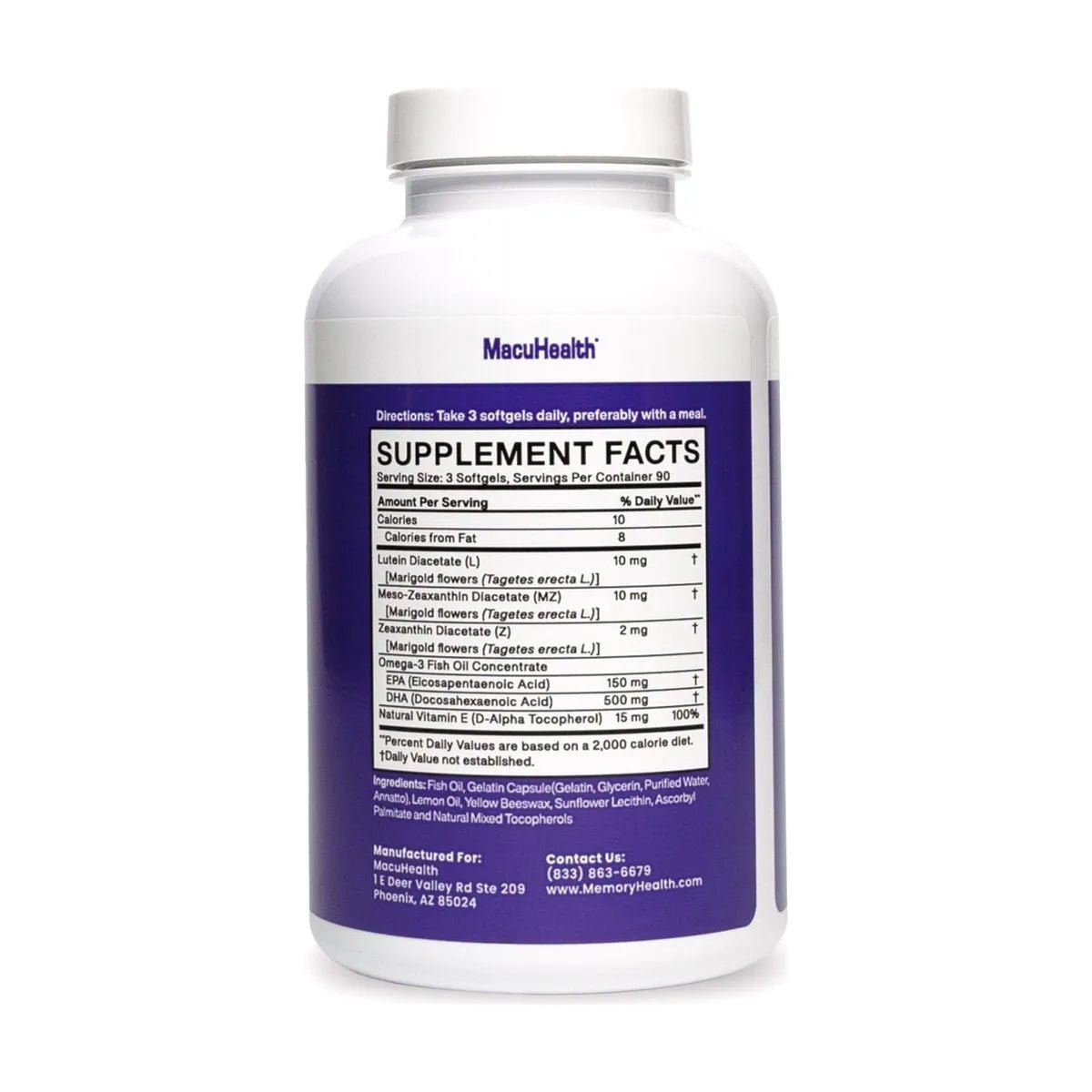 MacuHealth Memory Health Nutritional Supplement, 270 Softgels - Dryeye Rescue