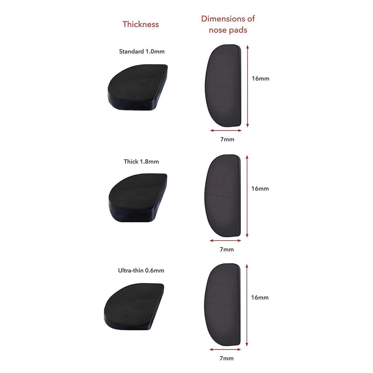 Setex Anti-Slip Nosepads Ultra-Thin (0.6mm) Black, 5 pairs - Dryeye Rescue