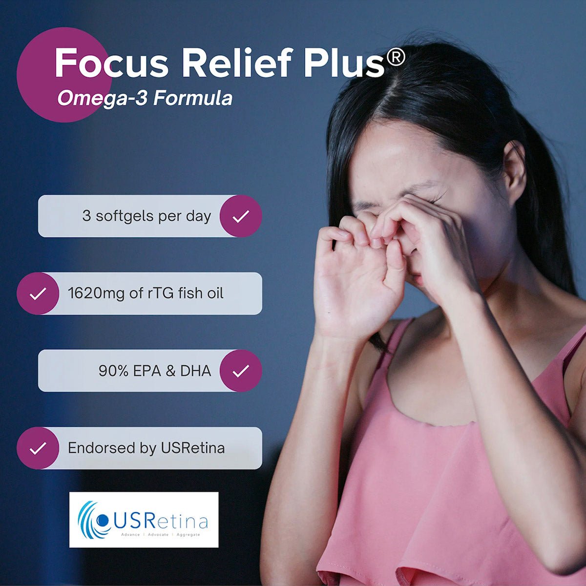 Focus Vitamins Focus Relief Plus Omega - 3 Softgels (90 ct. 30 Day Supply) - Dryeye Rescue