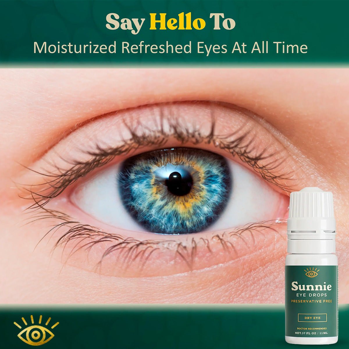 Sunnie Preservative - Free Eye Drops for Dry Eyes, (11ml), Multi - Dose Lubricating Drops with Glycerin 0.5% – for Daily Comfort - Dryeye Rescue
