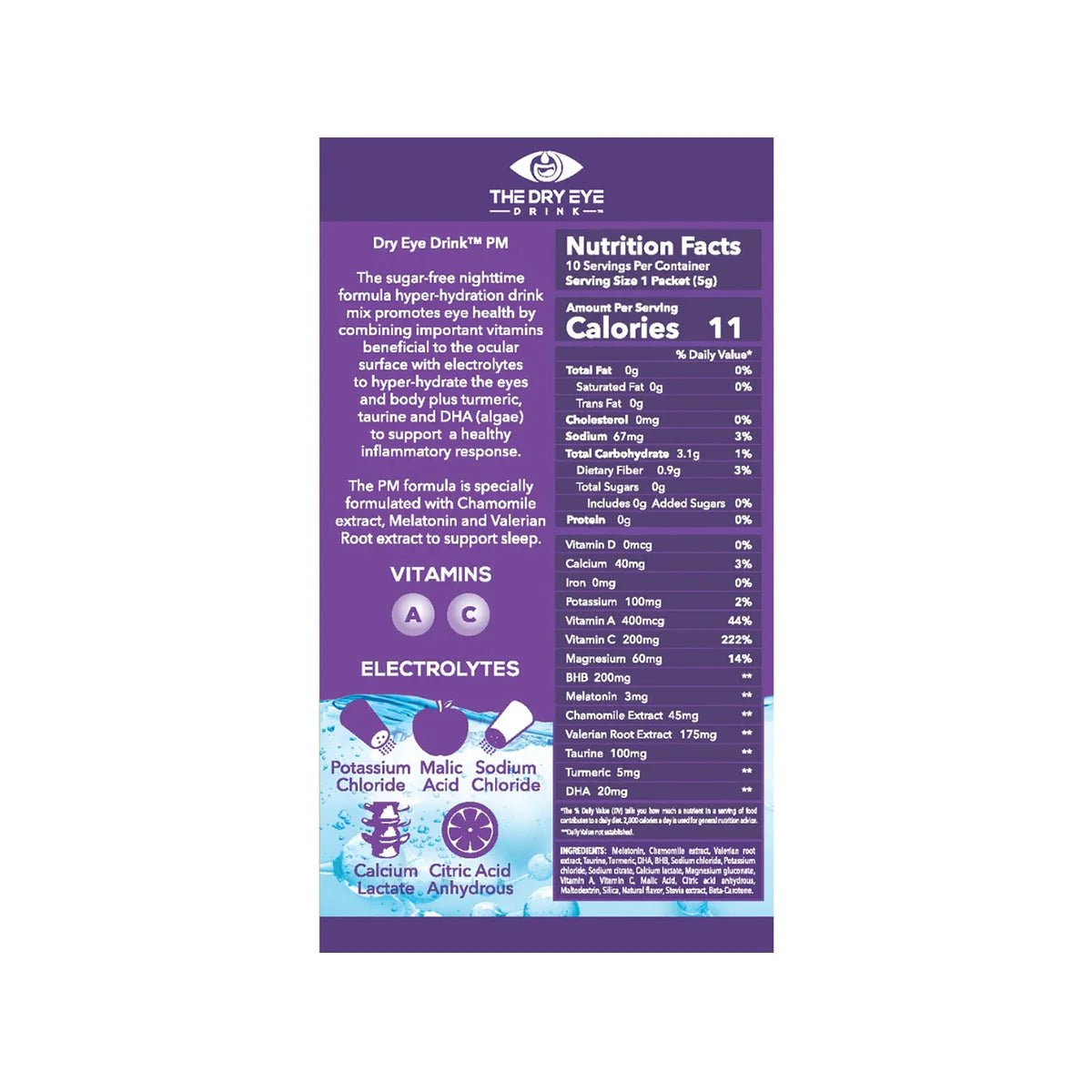 Dry Eye Drink™ PM – Nighttime Hydration + Sleep Support for Dry Eyes (20 Packets) - Dryeye Rescue