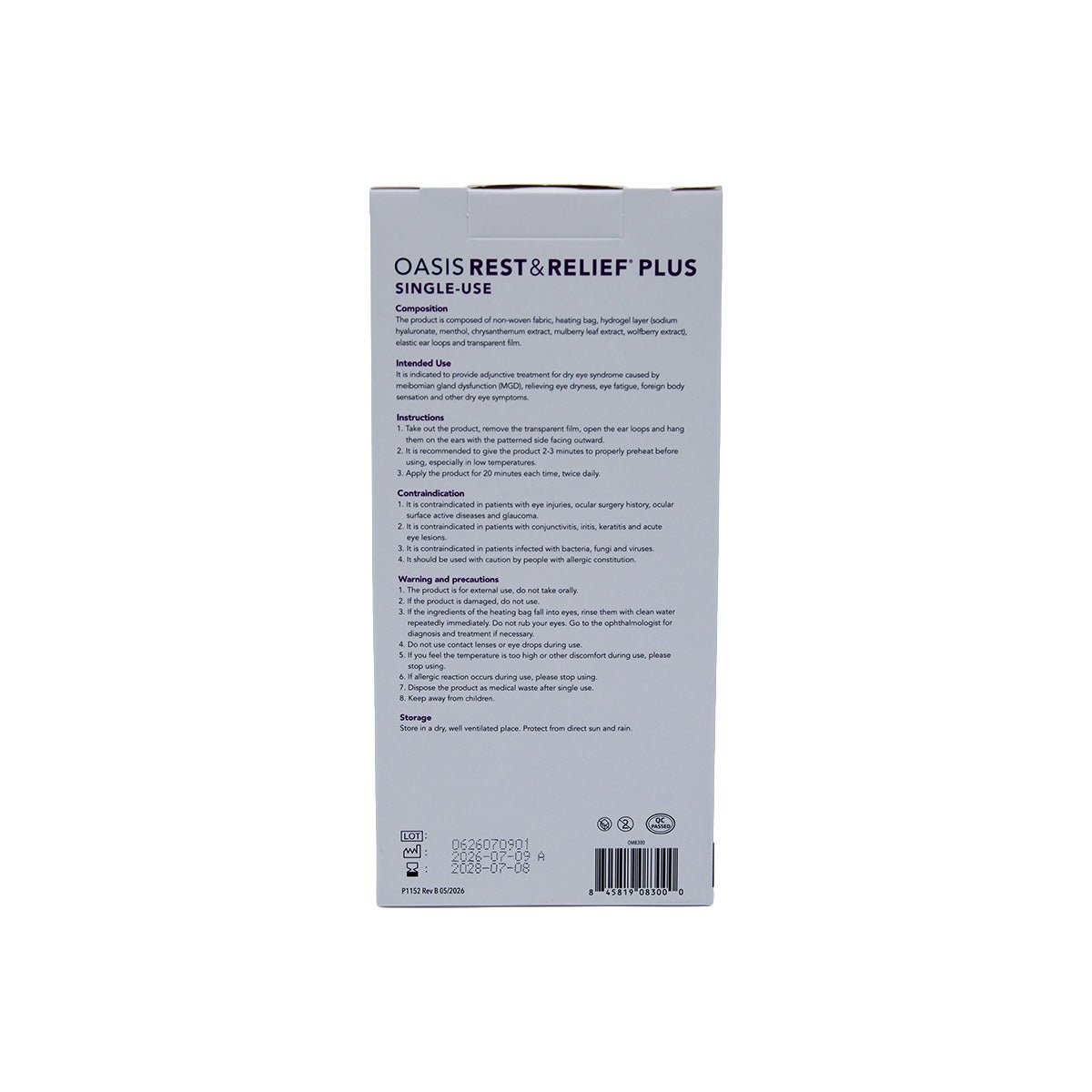 Oasis Self-Heating Rest & Relief Plus Mask (10ct masks) - Dryeye Rescue