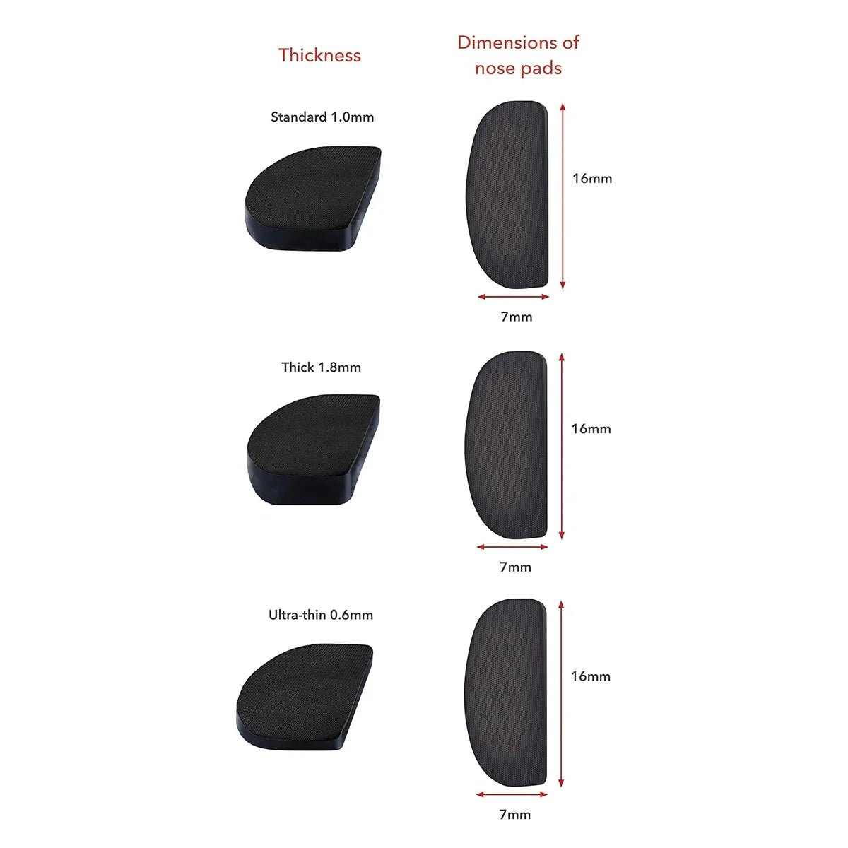 Setex Anti-Slip Nosepads Ultra-Thin (0.6mm) Black, 5 pairs - Dryeye Rescue