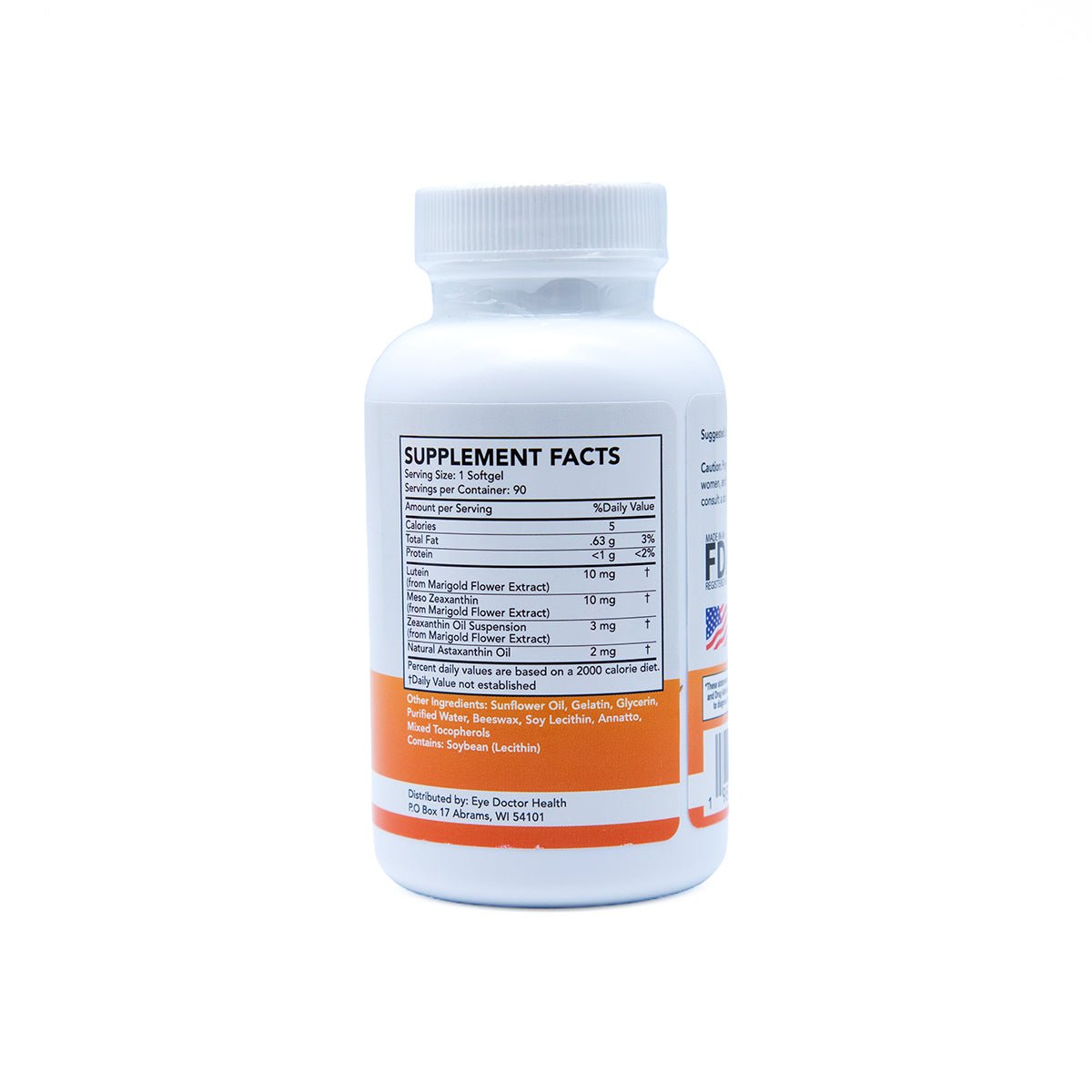 Back of the bottle at an angle, with the Supplement Facts panel visible