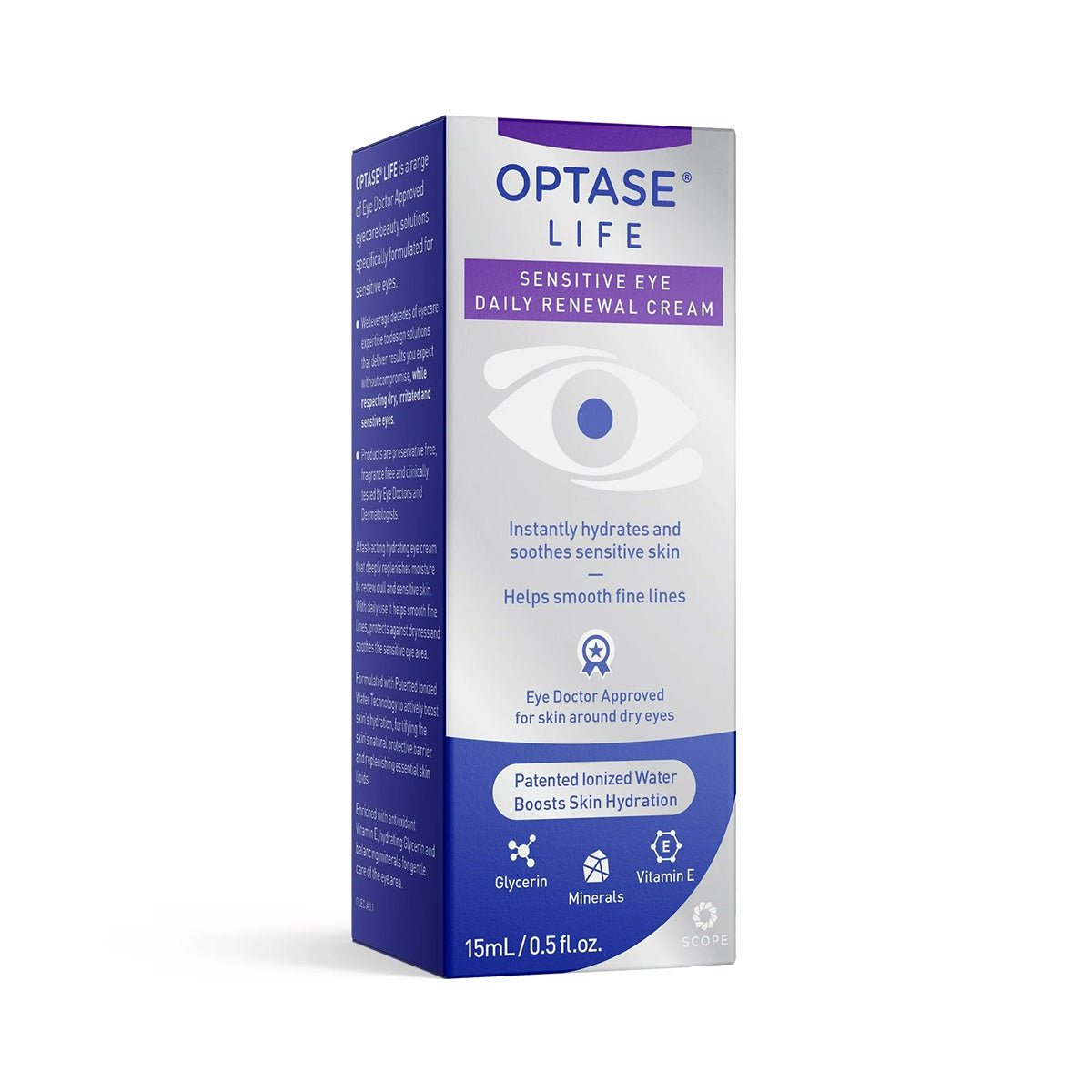 Optase LIFE Sensitive Eye Daily Renewal Cream - Relief for Dry, Sensitive Eyes (15mL) - Dryeye Rescue