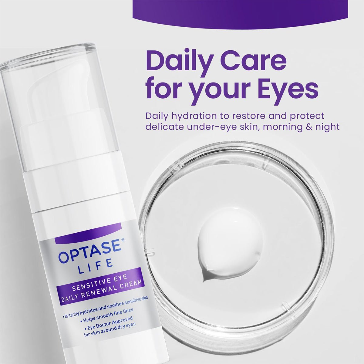 Optase LIFE Sensitive Eye Daily Renewal Cream - Relief for Dry, Sensitive Eyes (15mL) - Dryeye Rescue