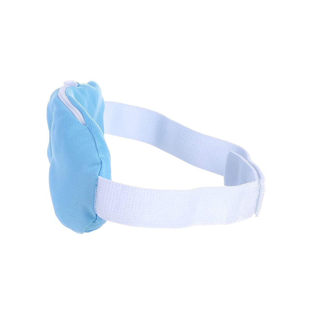 The OcuSci Premium Heat & Cold Mask features a blue design with a white elastic band, offering moist therapeutic heat for relaxation. It includes a HydroBlock system, is microwavable, has an anti-microbial washable cover.