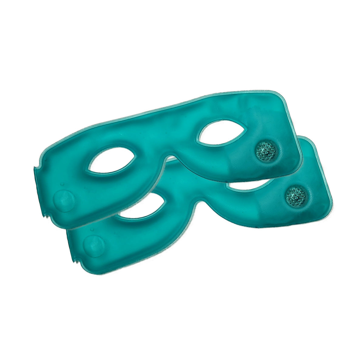 The TearRestore Basic includes two reusable heat packs and a teal gel eye mask with eye cutouts, ideal for soothing dry eyes and meibomian gland dysfunction. These masks overlap gently, allowing for effective cooling or heating relief.