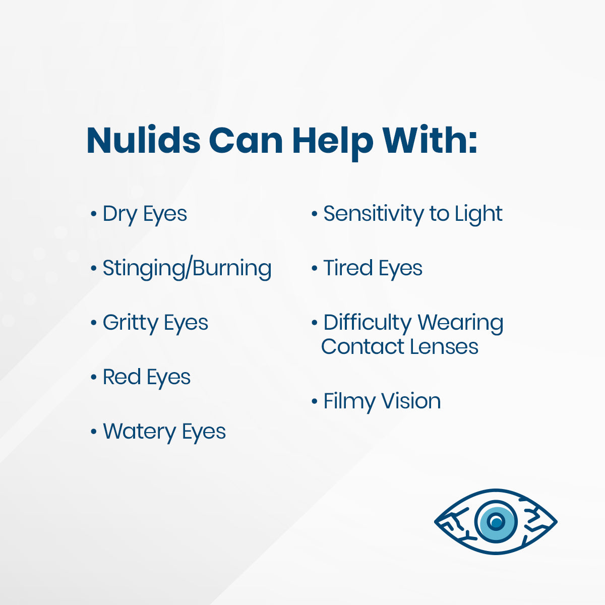 Experience the benefits of NuSight Medicals NuLids All Natural At-home Dry Eye Treatment 180 for relief from dry eyes, stinging, burning, gritty sensations, redness, watery eyes, sensitivity to light, tiredness, and contact lens discomfort. Achieve clearer vision with this effective treatment. (Eye icon).