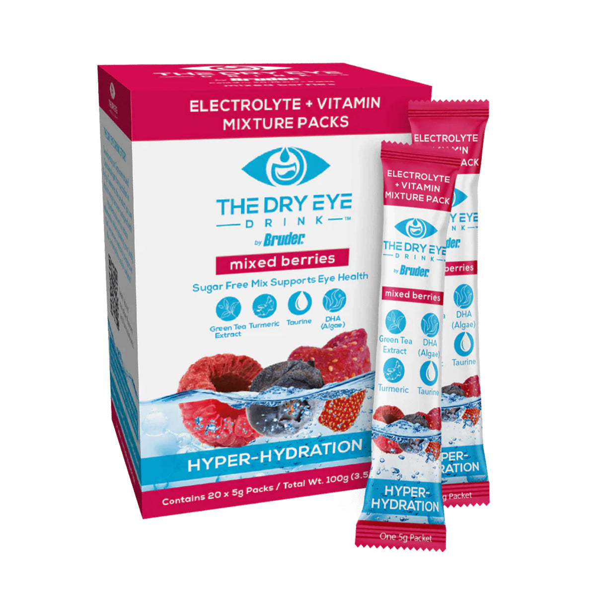 Dry Eye Drink™ Daytime – Doctor-Formulated Electrolyte Hydration for Eye Health (Mixed Berries, 20 Packets)