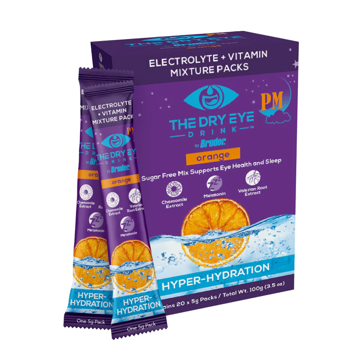Dry Eye Drink™ PM – Nighttime Hydration + Sleep Support for Dry Eyes (Orange, 20 Packets)