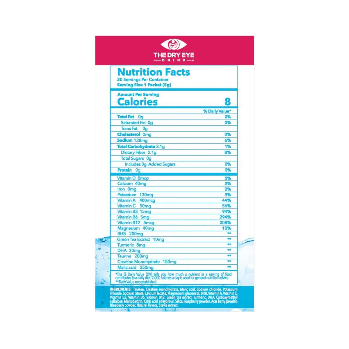 Dry Eye Drink™ Daytime – Doctor - Formulated Electrolyte Hydration for Eye Health (Mixed Berries, 20 Packets) - Dryeye Rescue