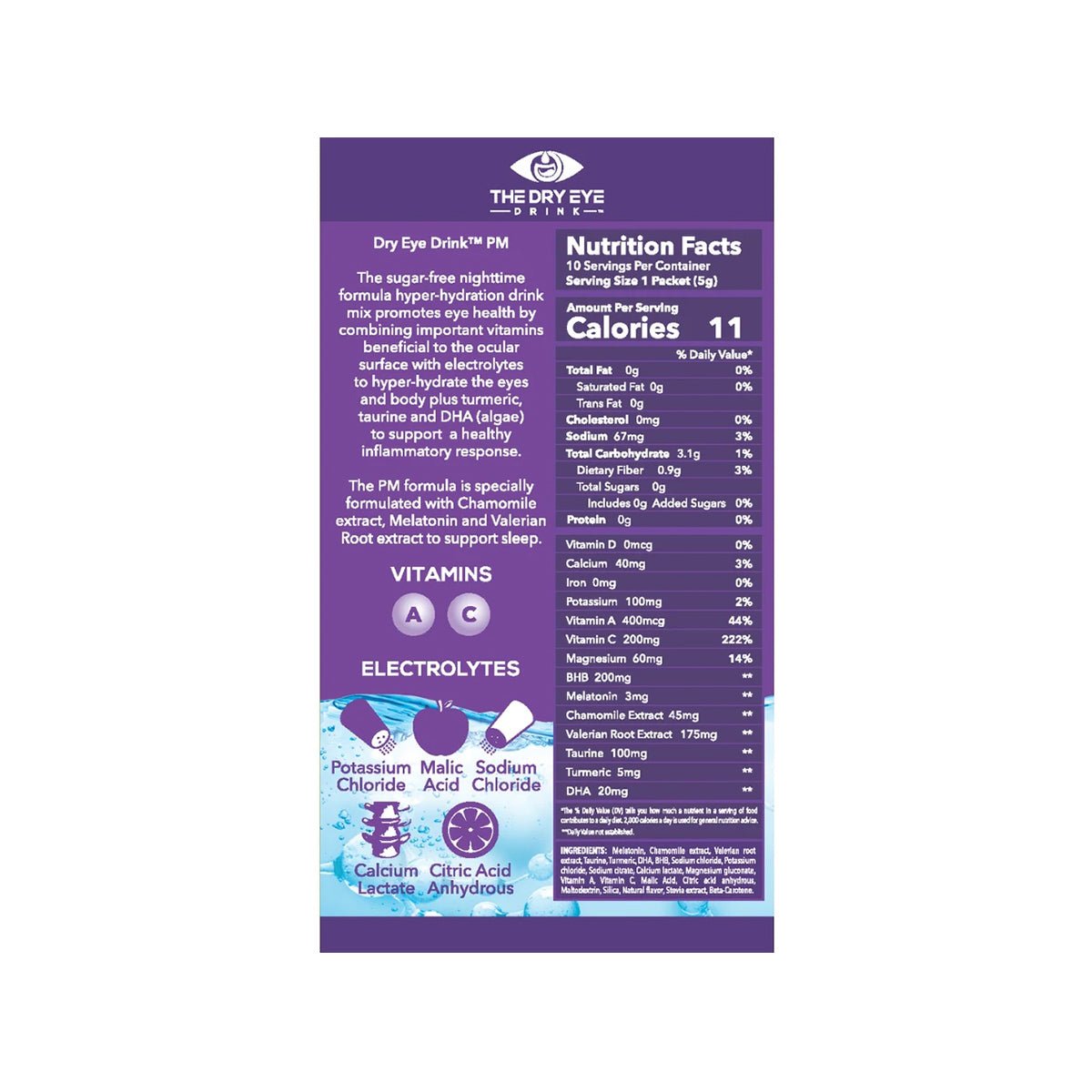 Dry Eye Drink™ PM – Nighttime Hydration + Sleep Support for Dry Eyes (Orange, 20 Packets)