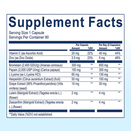 The Supplement Facts label for Haro Clear Eye Floaters and Vitreous Health Formula (90ct) by Haro Health details the serving size as 1 capsule with 90 servings per container. It includes AREDS 2 nutrients like Lutein, Vitamin C, and Zinc, detailing their amounts per serving and daily value percentages to support vision health.