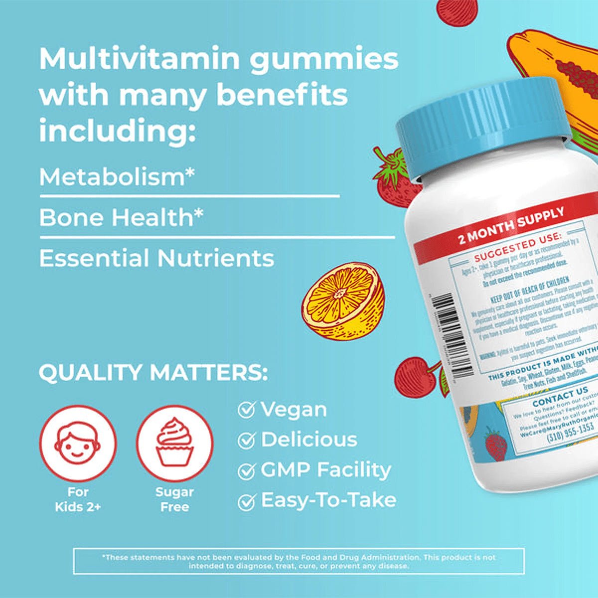 Mary Ruth's Kids Multivitamin Gummies (60ct) 2 - Month Supply - Dryeye Rescue