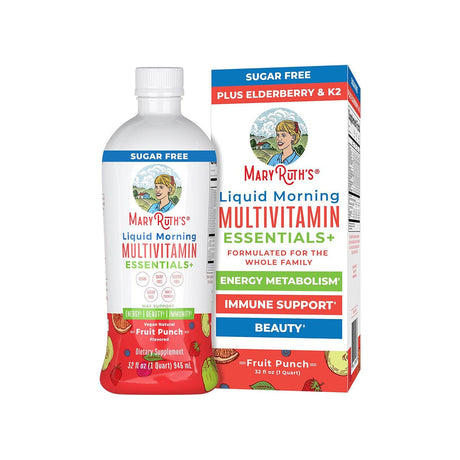 Mary Ruth's Liquid Morning Multivitamin Essentials+ - Fruit Punch (32 oz) - Dryeye Rescue