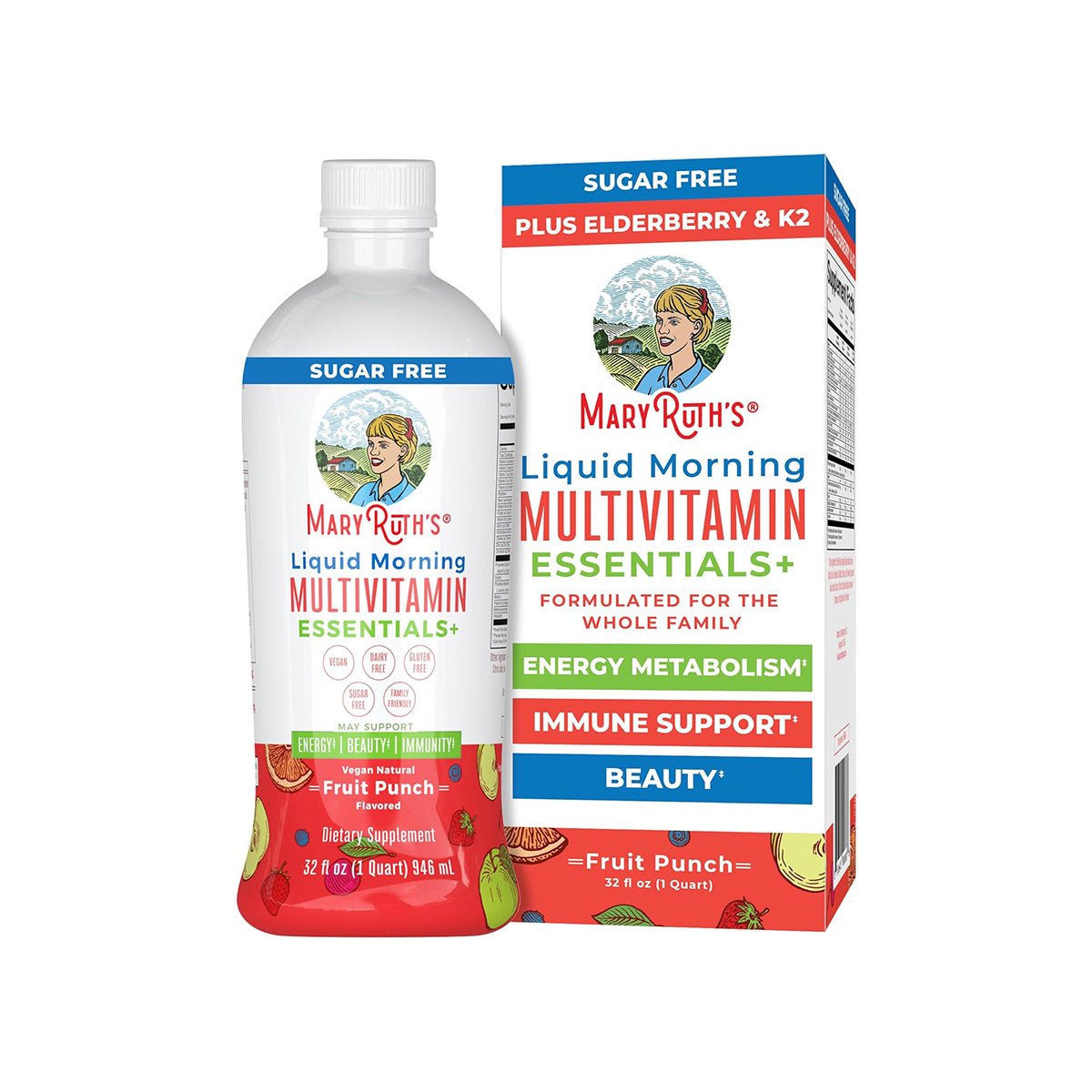 Mary Ruth's Liquid Morning Multivitamin Essentials+ - Fruit Punch (32 oz) - Dryeye Rescue