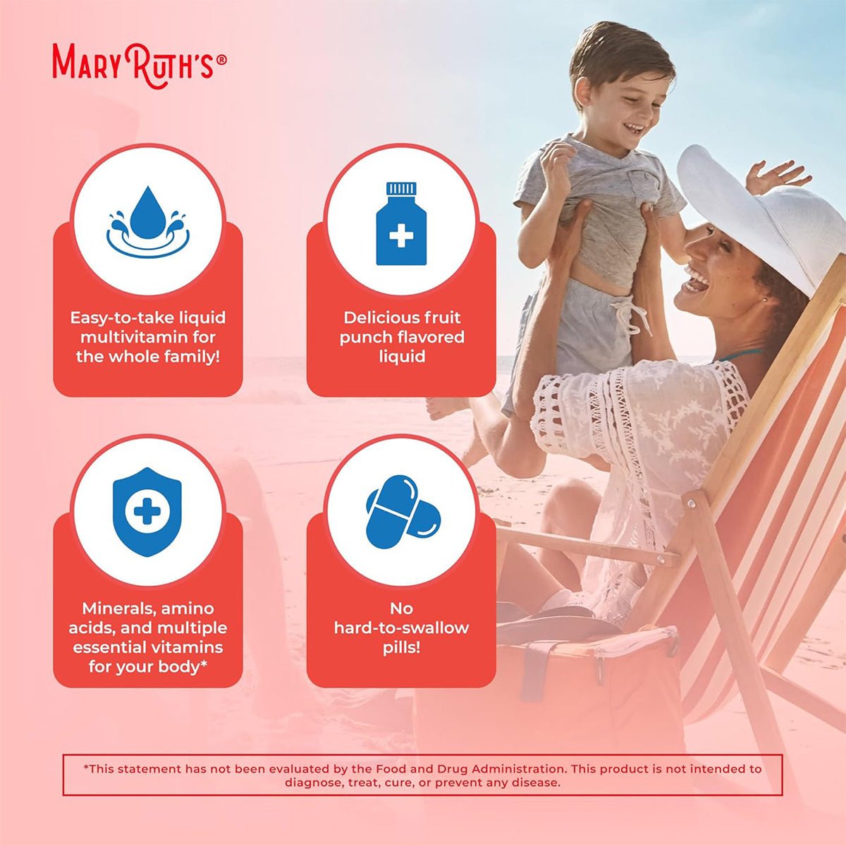 Mary Ruth's Liquid Morning Multivitamin Essentials+ - Fruit Punch (32 oz) - Dryeye Rescue