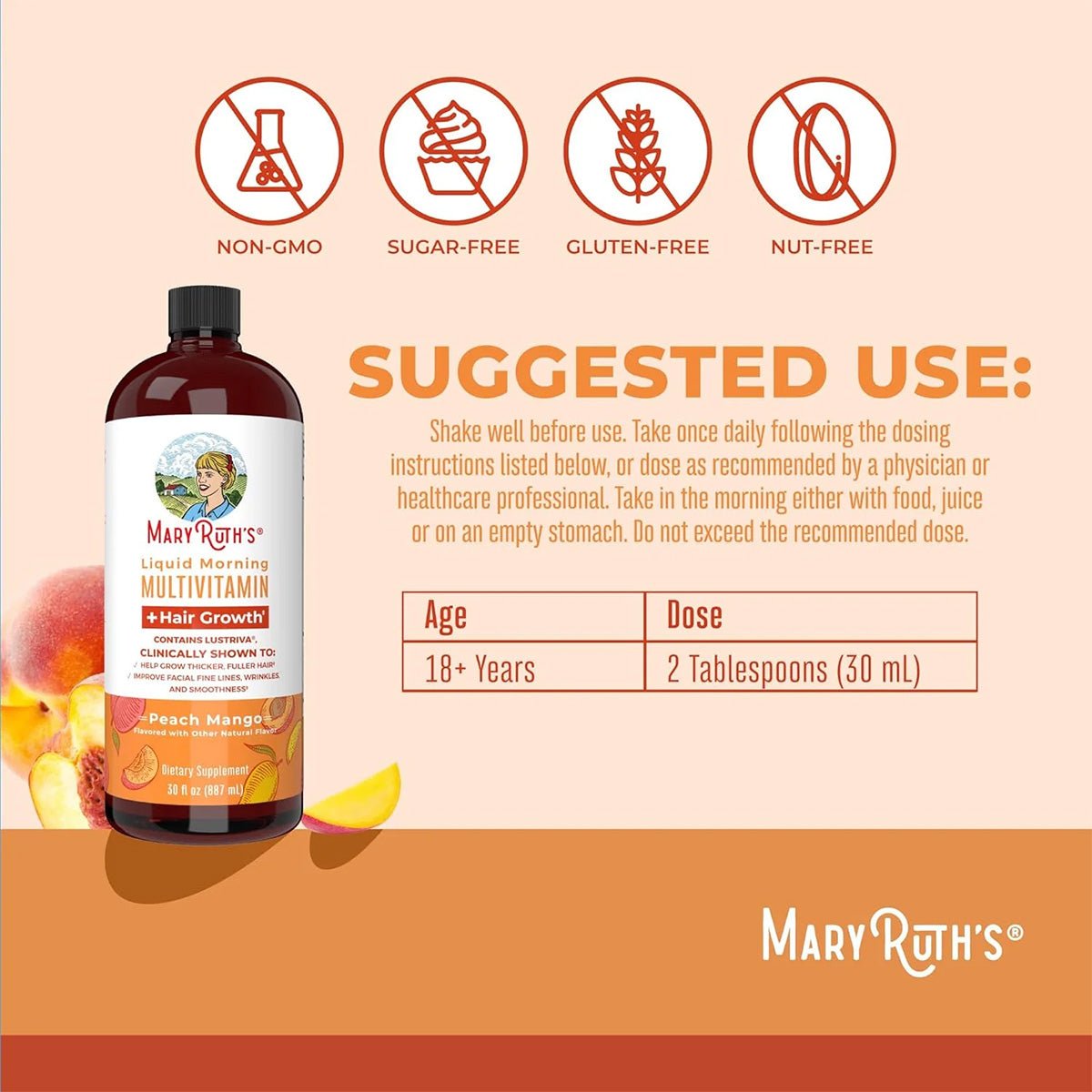 Mary Ruth's Liquid Morning Multivitamin + Hair Growth (30 oz) - Dryeye Rescue