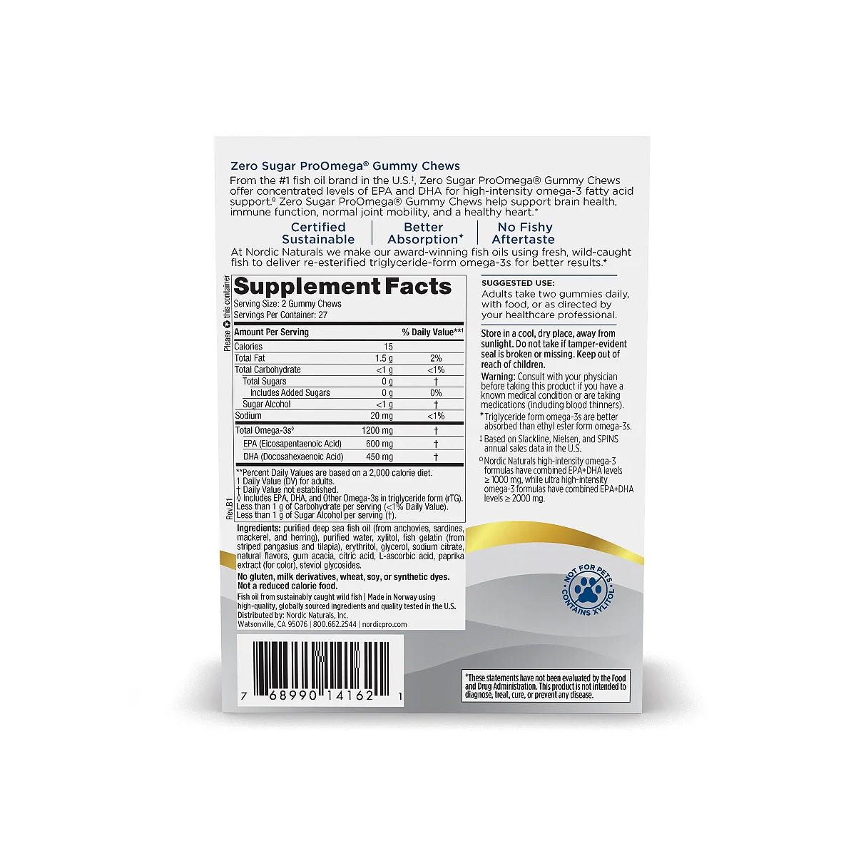 Nordic Naturals ProOmega Gummy Chews, No Sugar, 54 Pack - Dryeye Rescue