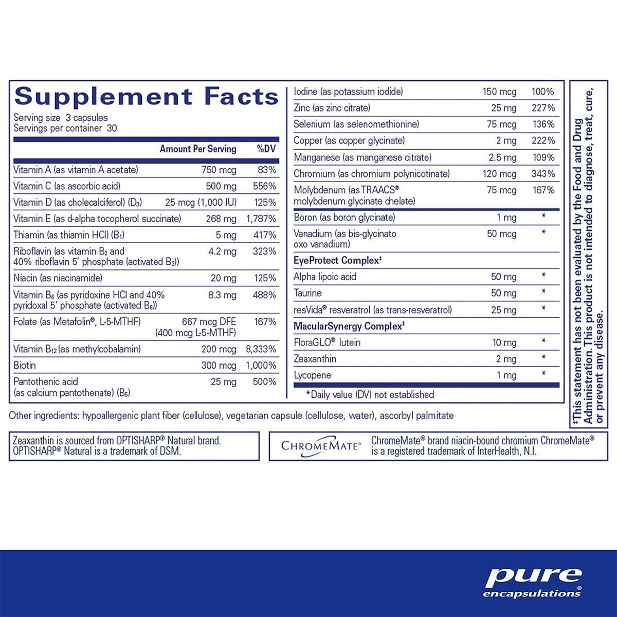 Pure Encapsulations VisionPro Nutrients, Multivitamin for Maintaining Healthy Vision (90 ct.) - Dryeye Rescue