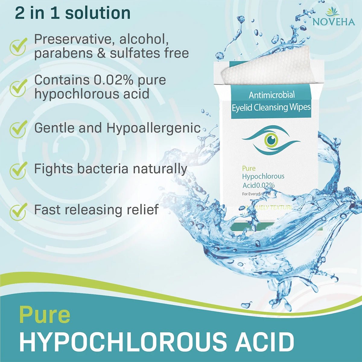 Noveha Purifying Eyelid Wipes for Daily Eye Hygiene (2x60) 120 wipes - Dryeye Rescue