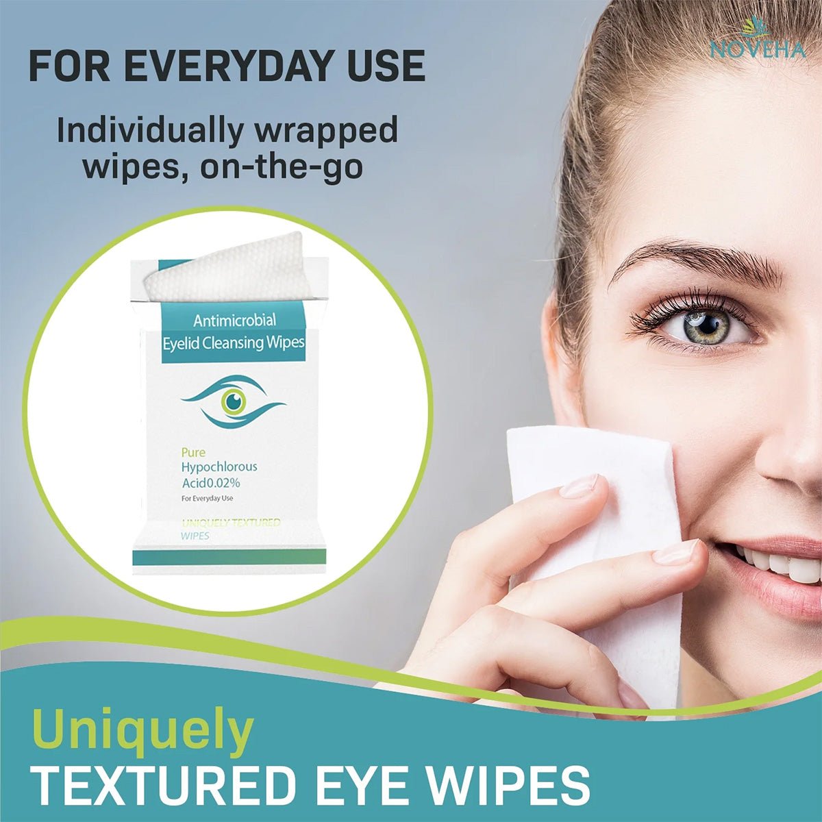 Noveha Purifying Eyelid Wipes for Daily Eye Hygiene (2x60) 120 wipes - Dryeye Rescue