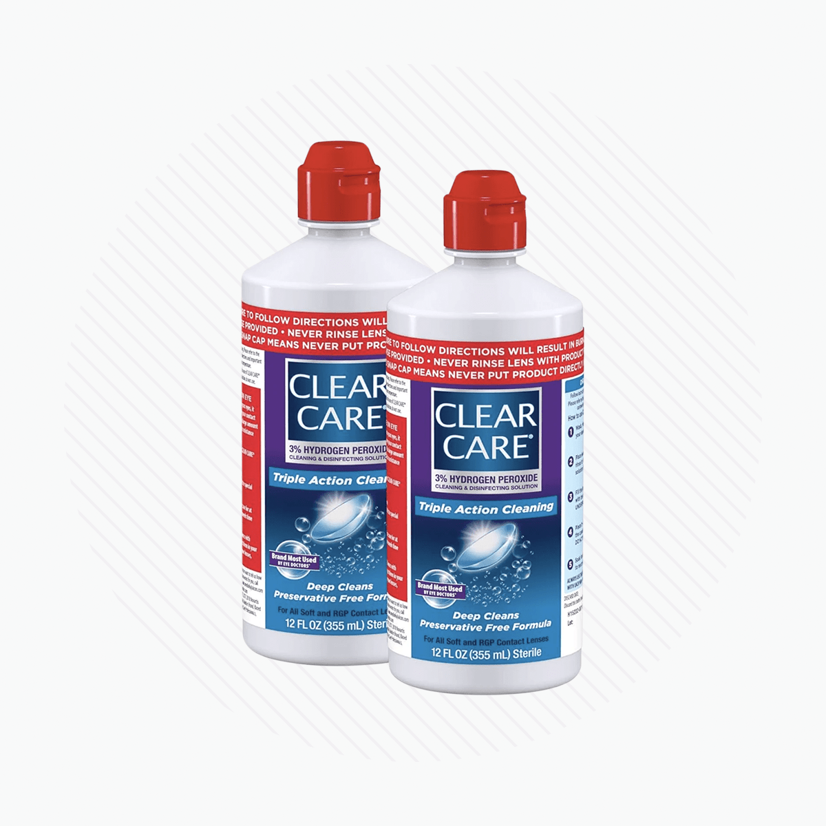 Clear Care Triple Action Cleaning and Disinfecting Solution with Case, Twin Pack, Multi, 12 Oz, Pack of 2 - Dryeye Rescue