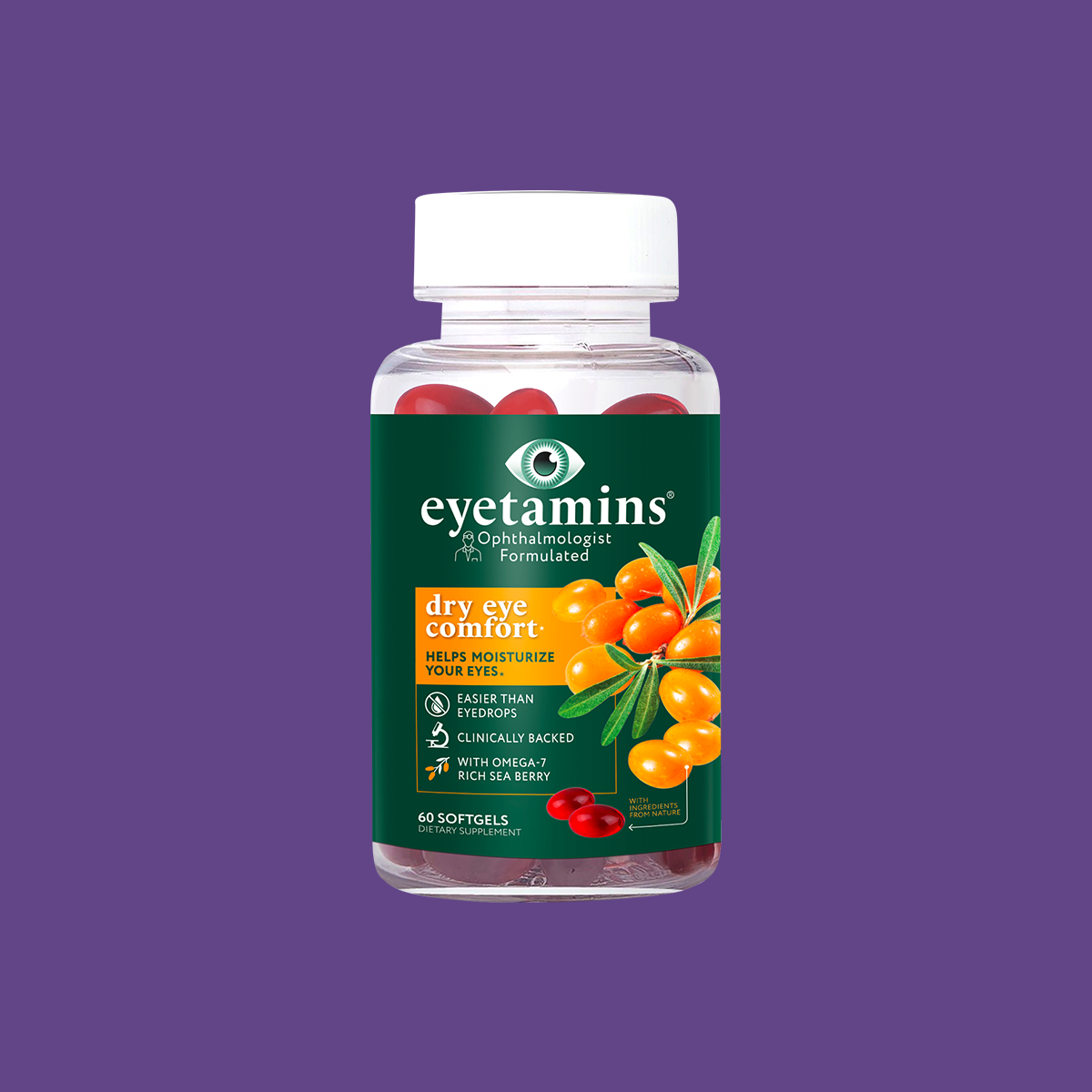 Eyetamins Dry Eye Comfort: Natural Supplements for Dry Eyes 60ct Eyetamins