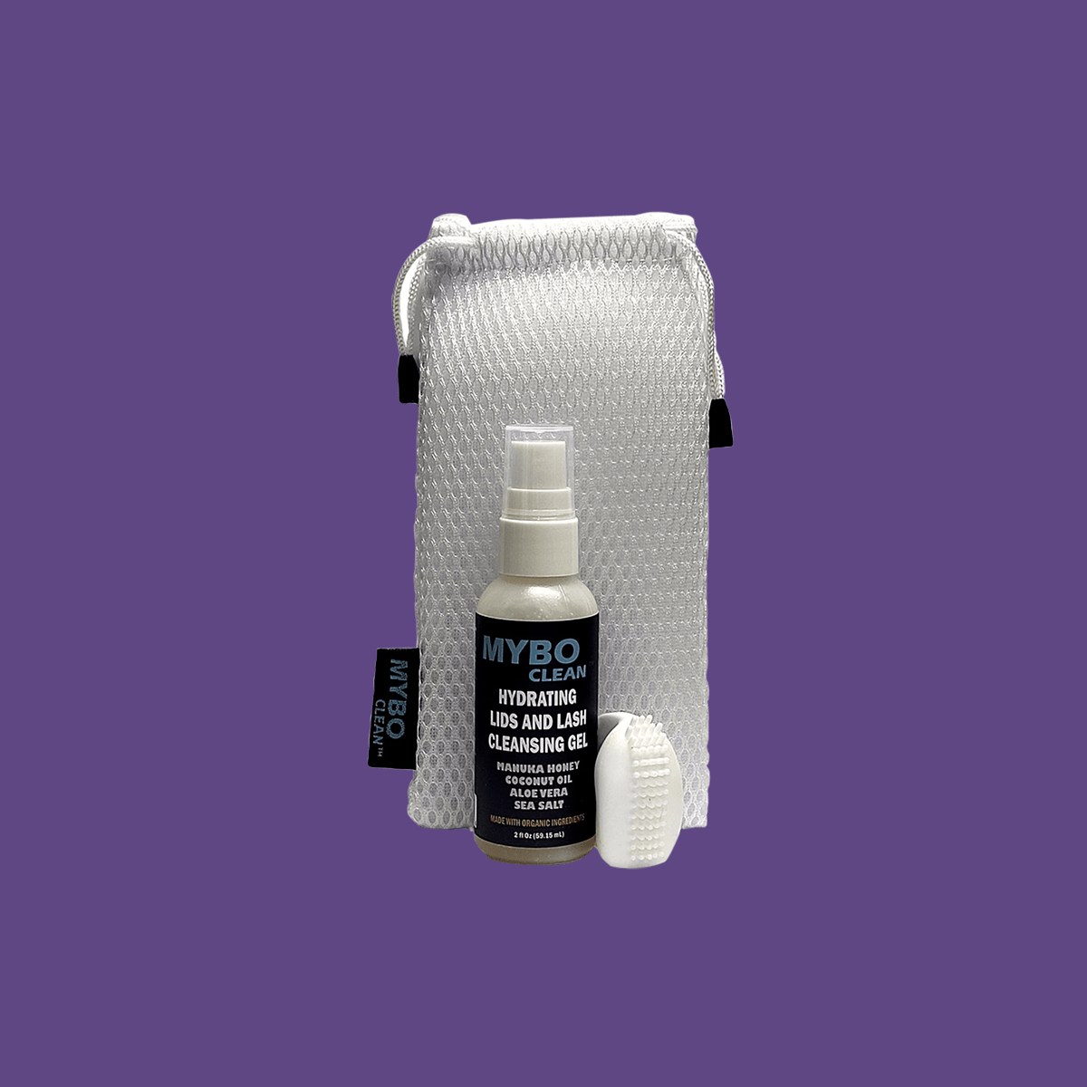 MyboClean Eyelid Brush for Sensitive Skin with Hydrating Gel + Travel Bag (1 Brush + 1 Bottle) - Dryeye Rescue