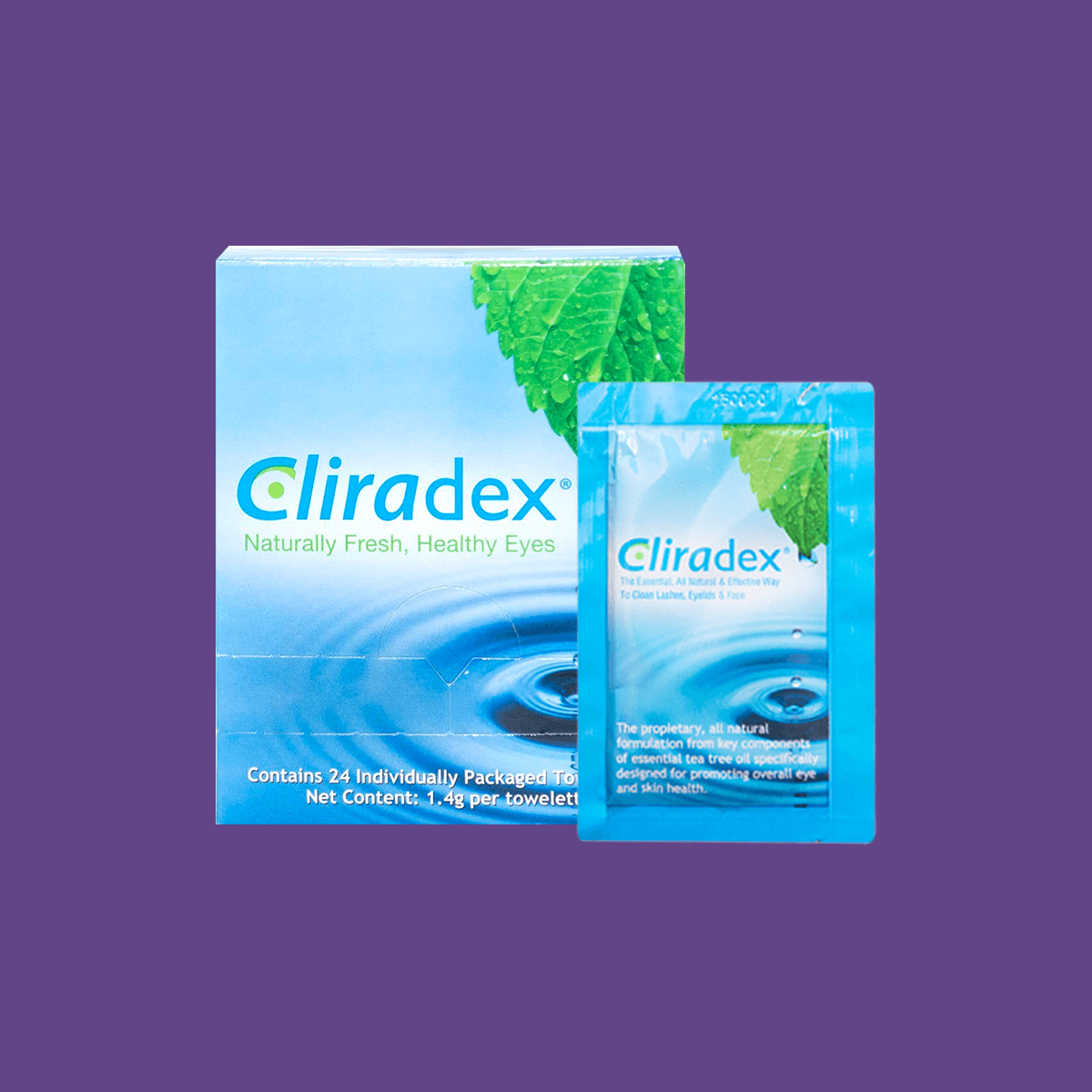 Cliradex Wipes - Tea Tree Oil Extract Eyelid Cleanser for Demodex, Blepharitis and Dry Eye- 20ct - DryEye Rescue Store