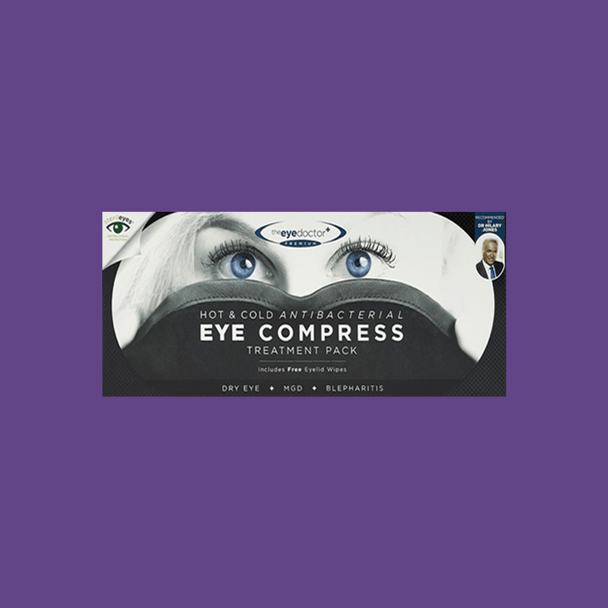 The Eye Doctor Featuring Sterileyes - Antibacterial Hot Eye Compress for Dry Eye, Blepharitis and MGD with a Removable Cover - DryEye Rescue Store