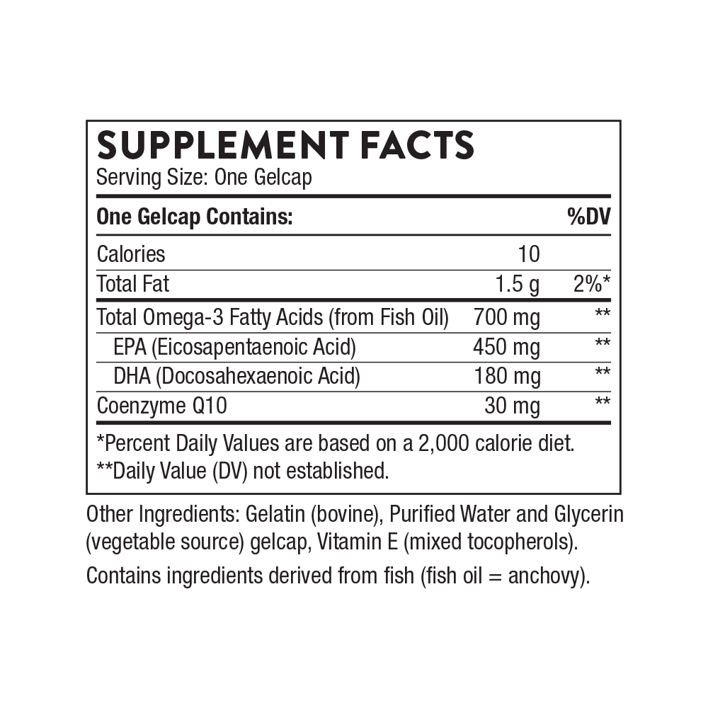Thorne Omega-3 with CoQ10 – Heart, Brain & Cellular Energy Support (90 ct)