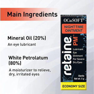 Ocusoft Retaine PM Nighttime Ointment Economy Size 5g - Dryeye Rescue