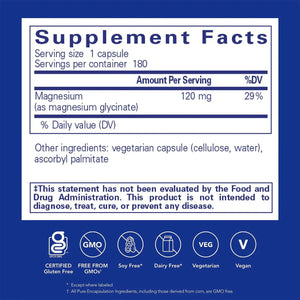 Pure Encapsulations Magnesium (Glycinate) 180ct (2-6 month supply) - Dryeye Rescue
