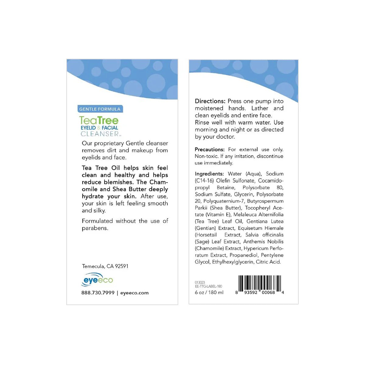 EyeEco Gentle Formula Tea Tree Eyelid & Facial Cleanser (1.69oz & 6.09oz) - Dryeye Rescue