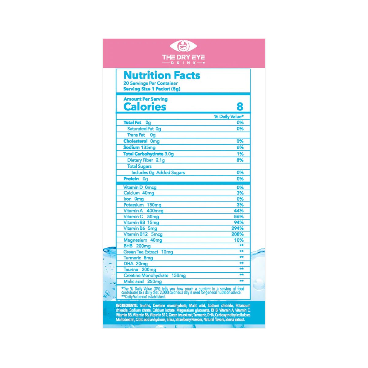 Dry Eye Drink™ Daytime – Doctor - Formulated Electrolyte Hydration for Eye Health (20 Packets) - Dryeye Rescue