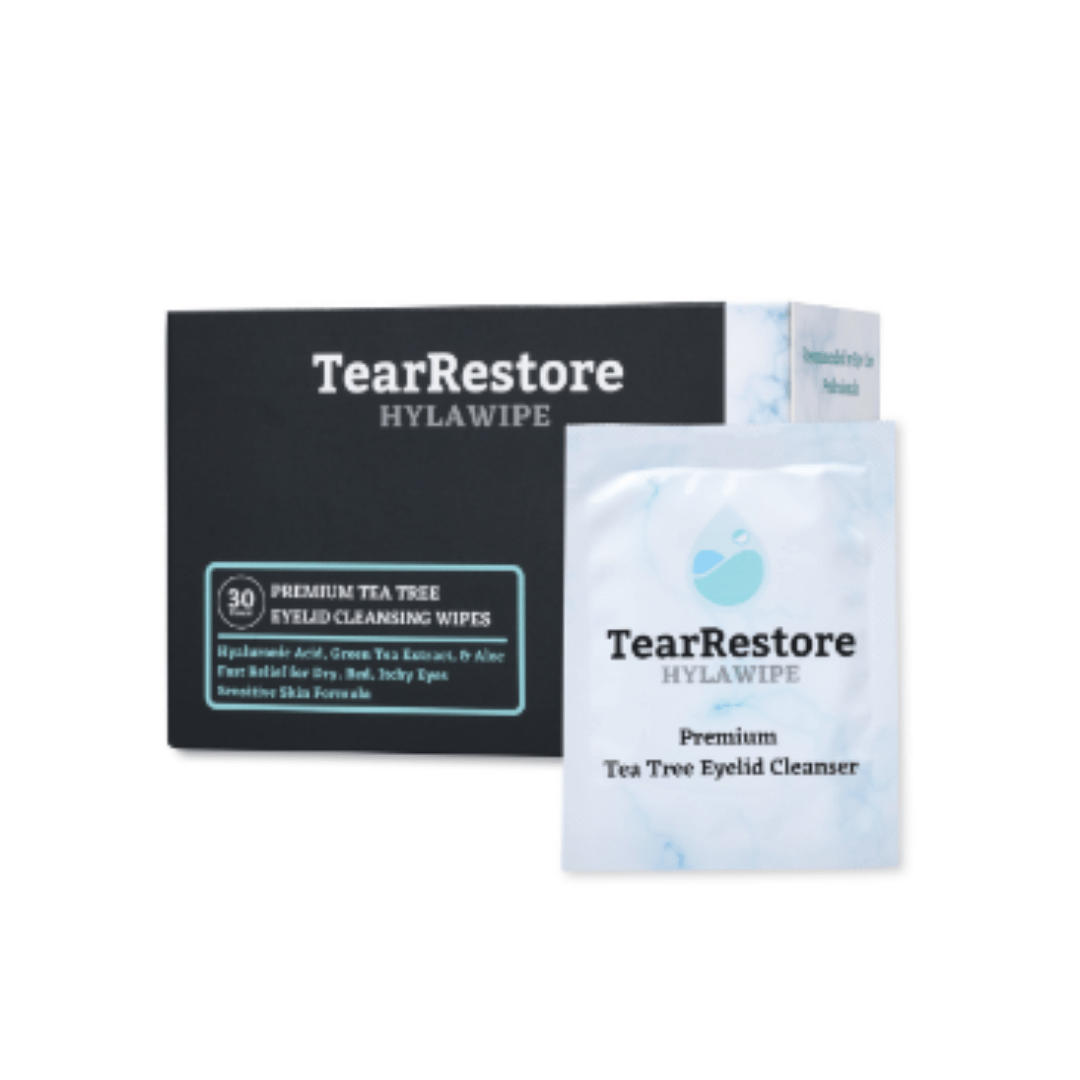 TearRestore HylaWipe Tea Tree Lid Hygiene Wipes for Dryness and Irritation (30ct Wipes) - Dryeye Rescue