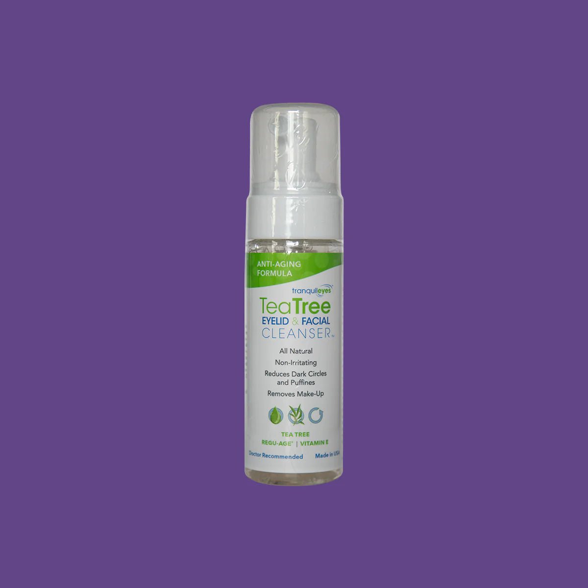 TranquilEyes Age-Defying 1% Tea Tree Eyelid & Facial Cleanser – Reduces Dark Circles & Puffiness, Hydrating & Soothing Formula - Dryeye Rescue