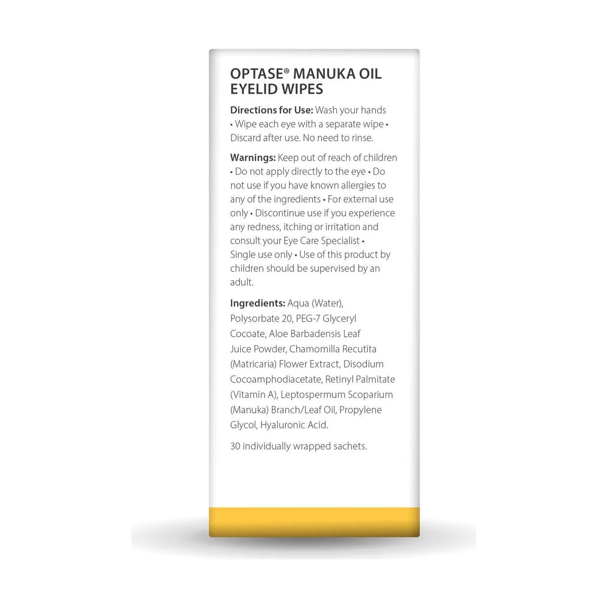 Optase Manuka Oil Eyelid Wipes, Preservative Free, Box of 30 - Dryeye Rescue
