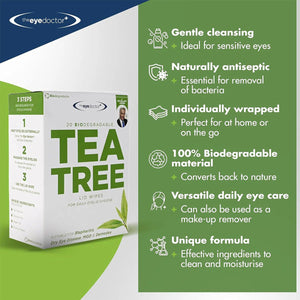 The Eye Doctor Tea Tree Oil Lid Wipes for Daily Hygiene and Dry Eyes (20ct) - Dryeye Rescue