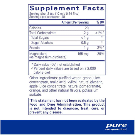 Pure Encapsulations Magnesium Glycinate liquid 480 ml - Dryeye Rescue