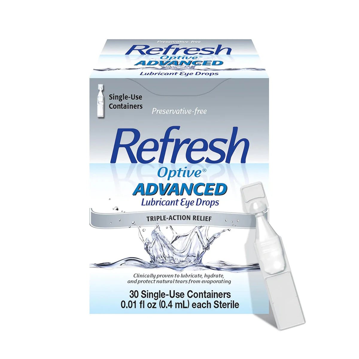 Refresh Optive® Advanced Preservative-Free Lubricant Eye Drops (30 Single-Use Vials) - Dryeye Rescue