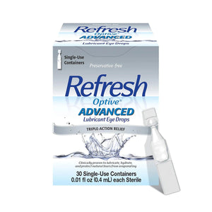 Refresh Optive® Advanced Preservative-Free Lubricant Eye Drops (30 Single-Use Vials) - Dryeye Rescue