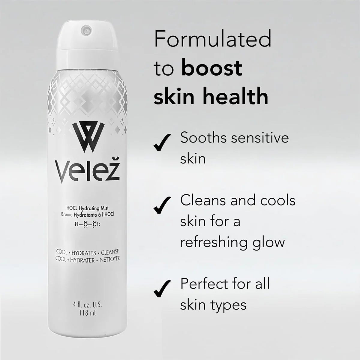 Velez Hypochlorous (HOCL) Hydrating Mist for Face and Eyelids (4 oz / 120mL) - Dryeye Rescue