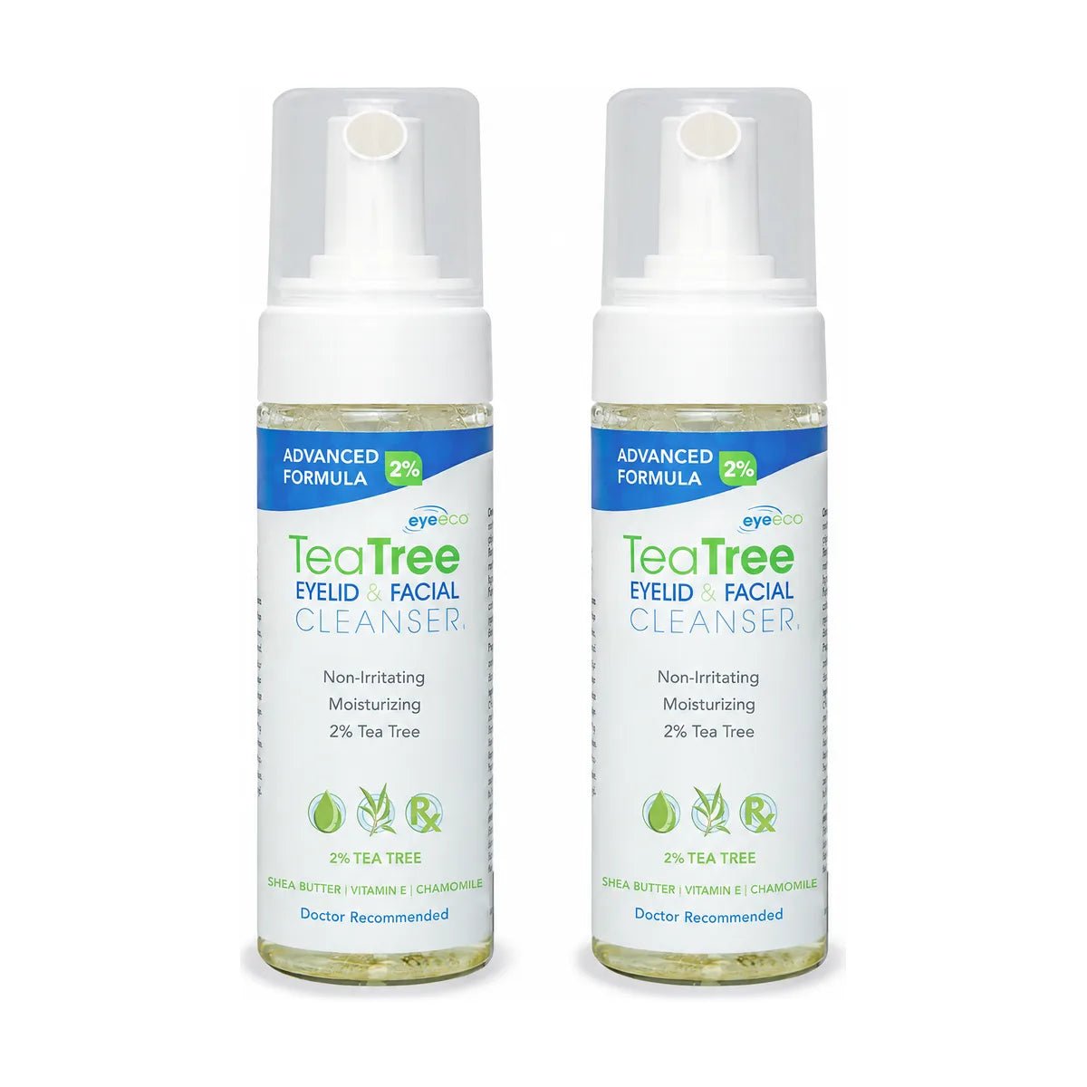 TranquilEyes - Advanced Formula 2% Tea Tree Eyelid and Facial Cleanser (2-Pack) 50mL Bottles - Dryeye Rescue